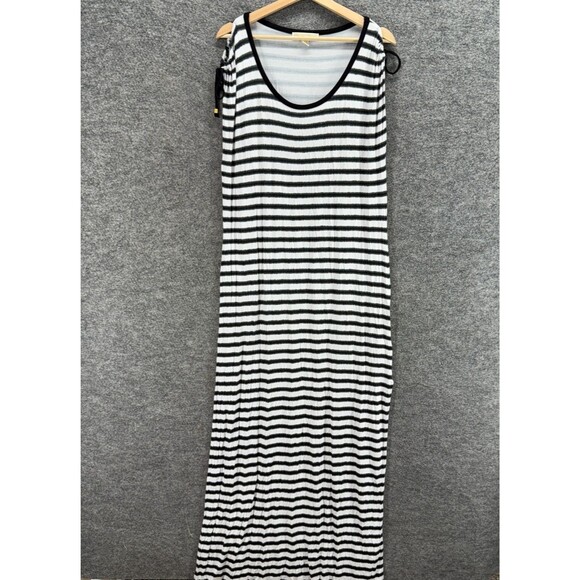 Michael Kors Dress Women XL White Striped Maxi Long Sleeveless Round Neck Casual - Picture 1 of 7